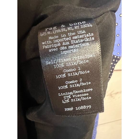 rag & bone new york size 2 sleeveless spaghetti straps polka dot blue black silk - Picture 4 of 7